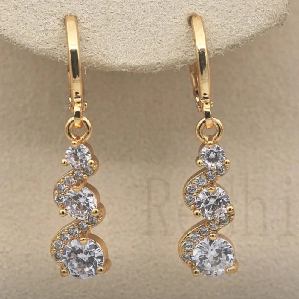 New! 18K Gold Filled White Topaz Gemstone Earrings